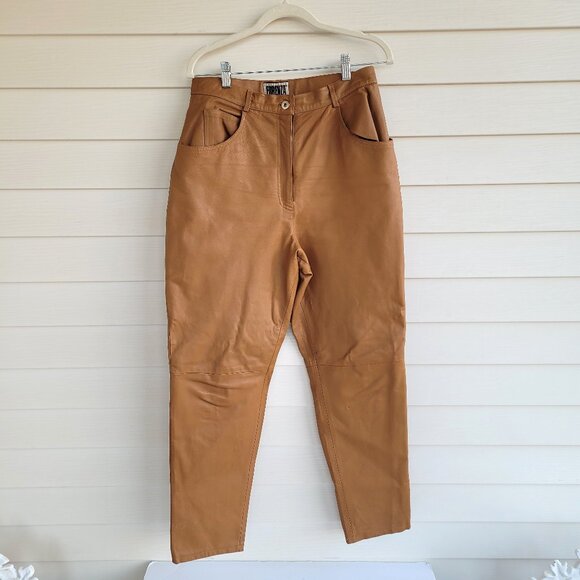 Forenza Pants - Vintage Forenza 100% brown leather mom style high waisted women's pants